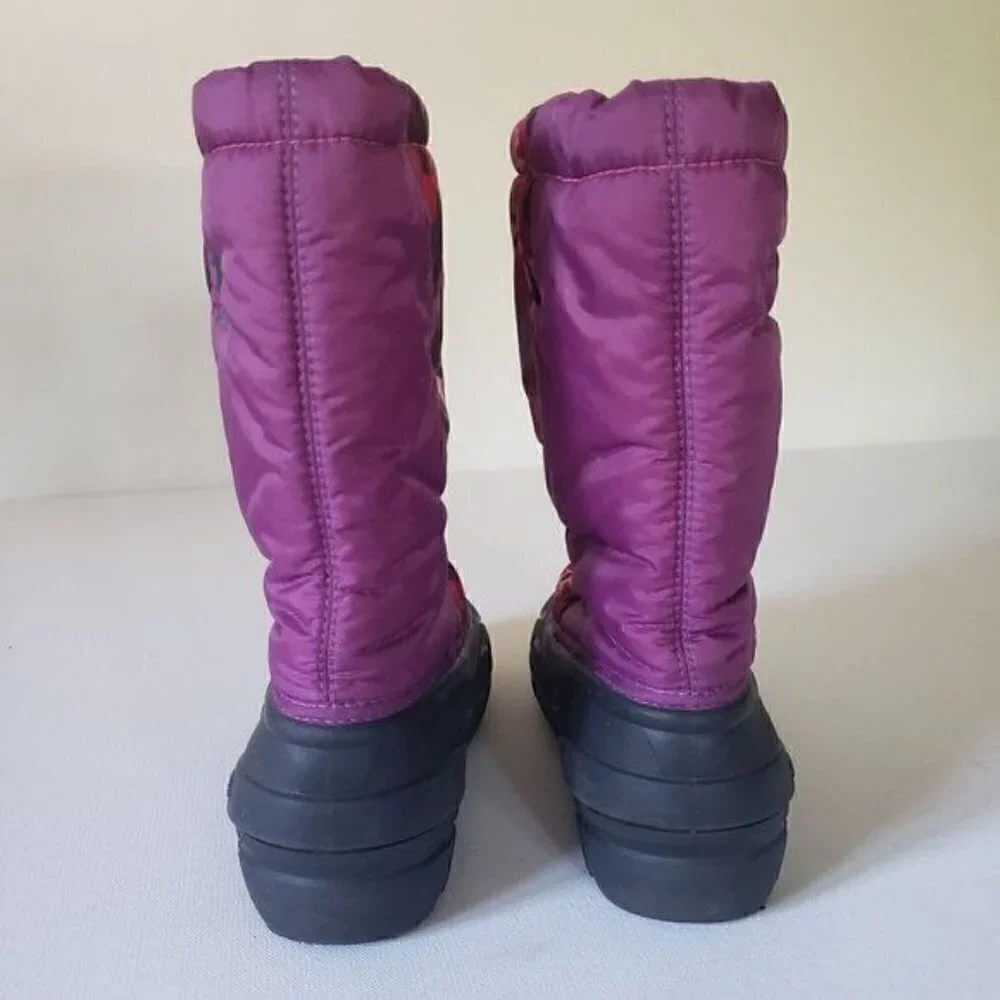 SOREL Cub Pink and Purple Floral Waterproof Insulated Winter Snow Boot Sz 5